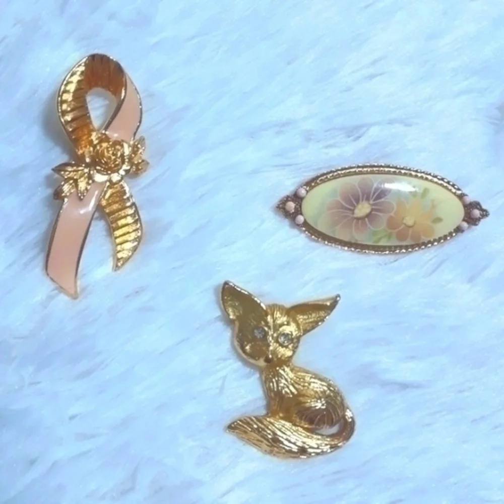 Vintage Brooch Pins Triplet
